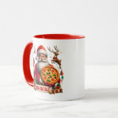Mug Buon Natale Italian Santa with Pizza & Reindeer  (Devant gauche)