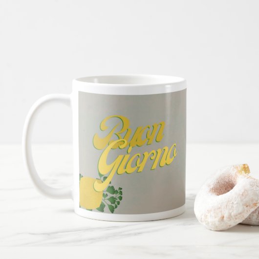 Mug BuonGiorno Italien Hello Retro Typographie (Avec donut)