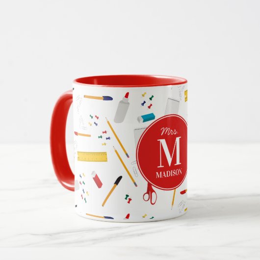 Mug Bureau scolaire et artisanat Fournitures Motif Mon (Devant gauche)