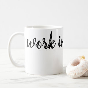 Mug Bureau 'Travail en cours' minimaliste blanc et noi