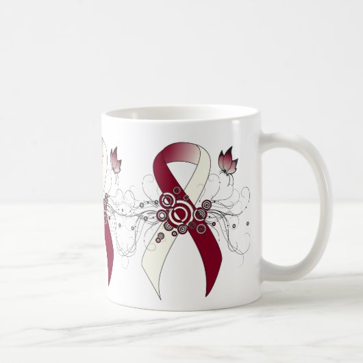 Mug Burgundy and Ivory Ribbon with Butterfly Coffee Mu (Droite)