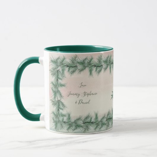 Mug Burgundy Berry Holly Pine Noël (Gauche)