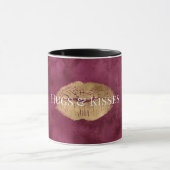 Mug Burgundy Gold Kiss Lips (Centre)