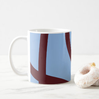 Mug – Burgundy Lines on Blue