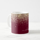 Mug Burgundy Or Glitter Girly Monogram Glam (Devant gauche)