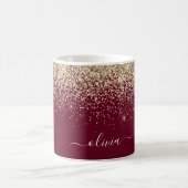 Mug Burgundy Or Glitter Girly Monogram Glam (Centre)