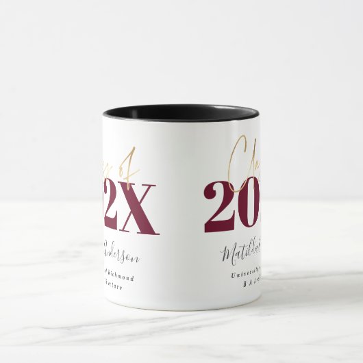 Mug Burgundy or graduation élégant script moderne (Centre)