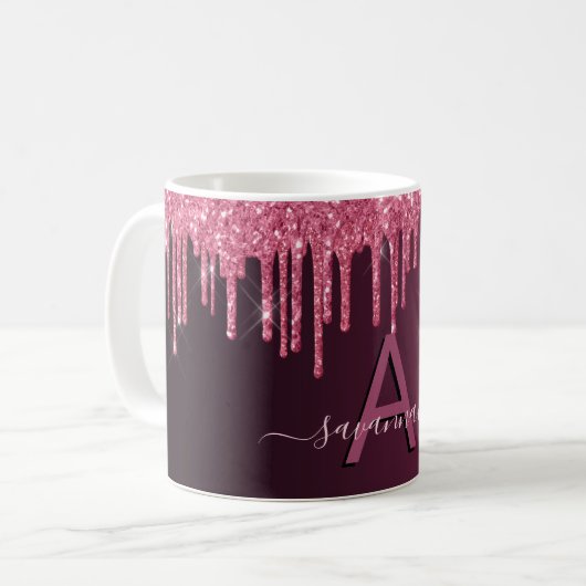 Mug Burgundy parties scintillant goutte script monogra (Devant gauche)