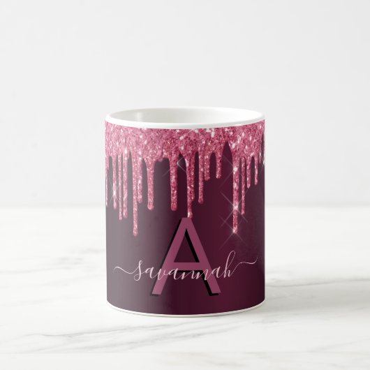Mug Burgundy parties scintillant goutte script monogra (Centre)