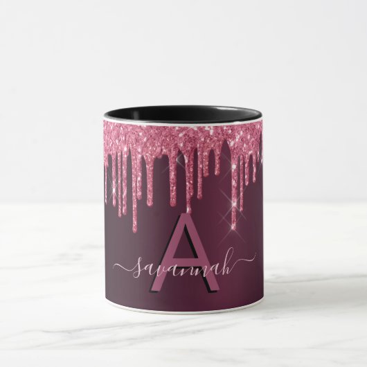 Mug Burgundy parties scintillant goutte script monogra (Centre)