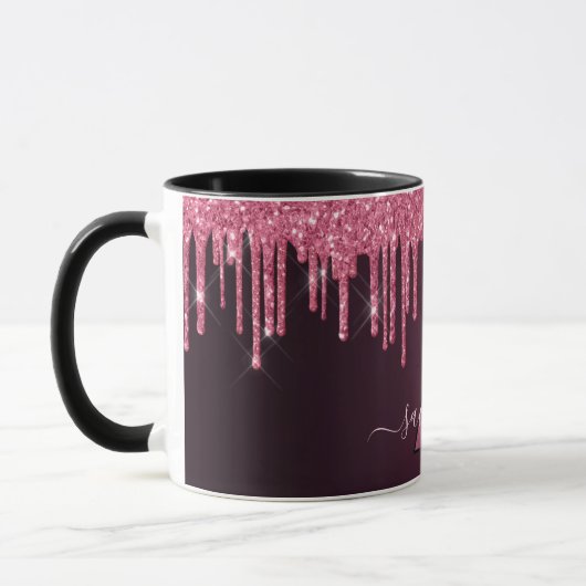 Mug Burgundy parties scintillant goutte script monogra (Gauche)