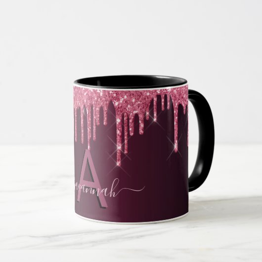Mug Burgundy parties scintillant goutte script monogra (Devant droit)