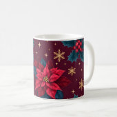 Mug Burgundy Poinsettia & Gold Snowflake  (Devant droit)