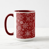 Mug Burgundy Red & White Christmas Snowflakes 2 (Gauche)
