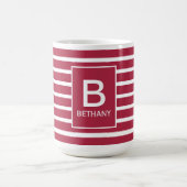 Mug Burgundy Striped Monogram Personalised (Centre)