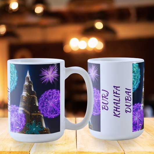 Mug Burj Khalifa avec des fleurs lumineuses Dubaï Émir