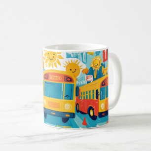 Mug bus scolaire jaune classique rempli d'enfants heur