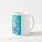 Mug Businessman Giant Magnifying Glass Flying Papers (Devant droit)