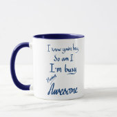 Mug Busy Awesome Drôle manuscrit Slogan Navy Bleu (Gauche)