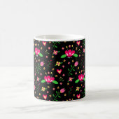 Mug Busy Floral Pattern on Black Monogram (Centre)