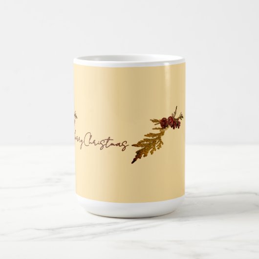Mug Butter Yellow Message Fern & Tiny Pine Cone (Centre)