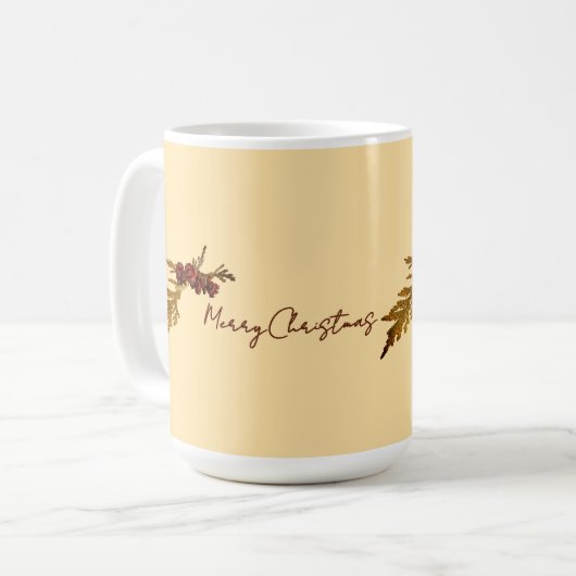 Mug Butter Yellow Message Fern & Tiny Pine Cone (Devant gauche)
