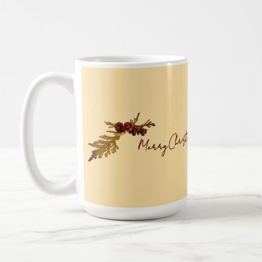 Mug Butter Yellow Message Fern & Tiny Pine Cone (Gauche)