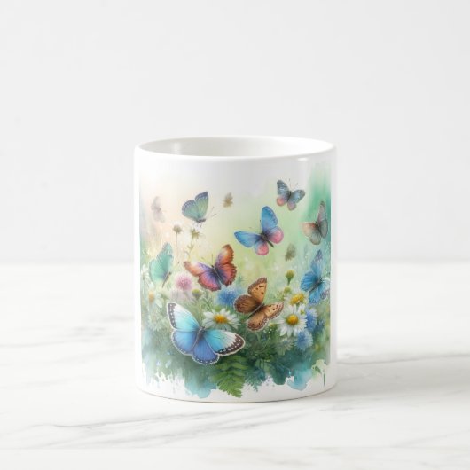 Mug Butterflies in the Meadow REF261 - Watercolor by J (Centre)
