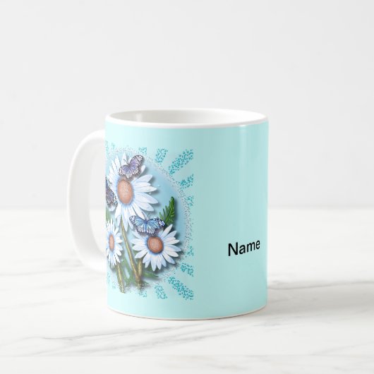 Mug Butterfly Blue Daisies  (Devant gauche)