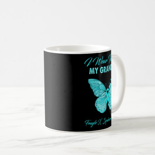 Mug Butterfly I Wear Teal For My Grandson Fragile X Sy (Devant droit)
