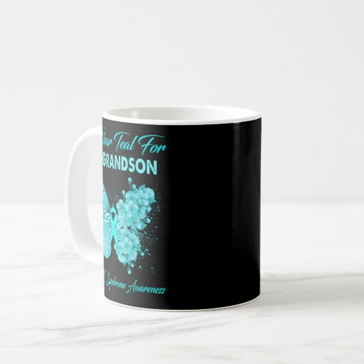 Mug Butterfly I Wear Teal For My Grandson Fragile X Sy (Devant gauche)