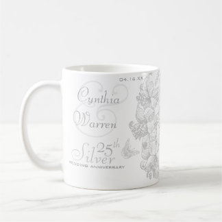 Mug Butterfly Lilies 25e anniversaire Mariage d'argent