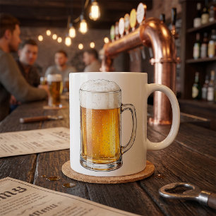 Mug Buveur de bière froide mousseuse