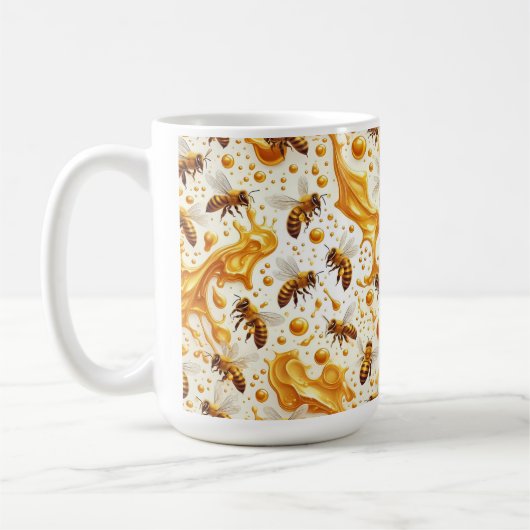 Mug Buzz & Drip – Seamless 8K Honey Bee Pattern with G (Gauche)