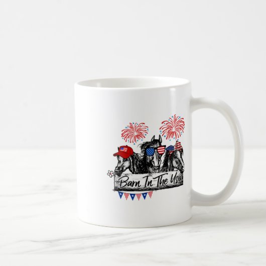 Mug Byrn In Usa Horses Drôle Cheval 4 juillet (Droite)