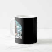Mug Byssquatch! Drôle de pêche en plein air Rétro Pêch (Devant gauche)
