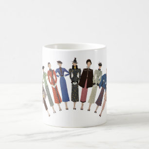 MUG C.1930S ILLUSTRATION DE MODE VINTAGE! VIEUX ! QUAI
