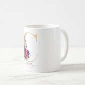 Mug C Monogramme Floral Bourgogne Rouge et Navy Blue (Devant droit)
