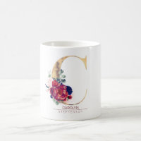 C Monogramme Floral Bourgogne Rouge et Navy Blue