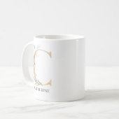 Mug C Monogramme Floral Personnalisé (Devant gauche)