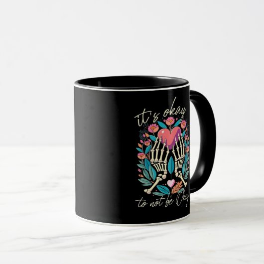 Mug Ça Ne Va Pas - Squelette Mains Avec Coeur (Devant droit)