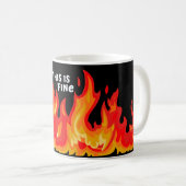 Mug "Ça va" (blanc + feu et flammes) (Devant droit)