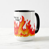 Mug "Ça va" (noir + feu et flammes) (Devant droit)