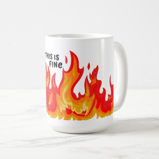 Mug "Ça va" (noir + feu et flammes) (Devant droit)