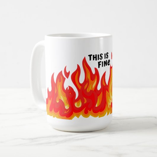 Mug "Ça va" (noir + feu et flammes) (Devant gauche)