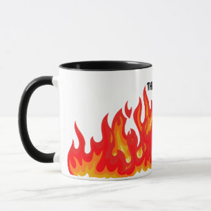 Mug "Ça va" (noir + feu et flammes)