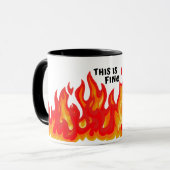 Mug "Ça va" (noir + feu et flammes) (Devant gauche)