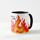 Mug "Ça va" (noir + feu et flammes) (Devant droit)