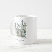 Mug Cabane Rustique Noël Personnalisé Vert Forêt de No (Devant gauche)