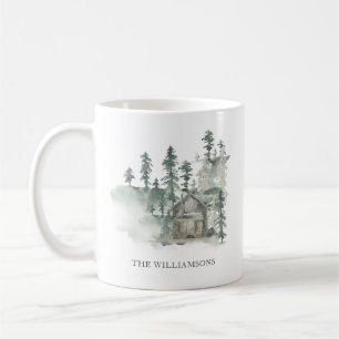 Mug Cabane Rustique Noël Personnalisé Vert Forêt de No